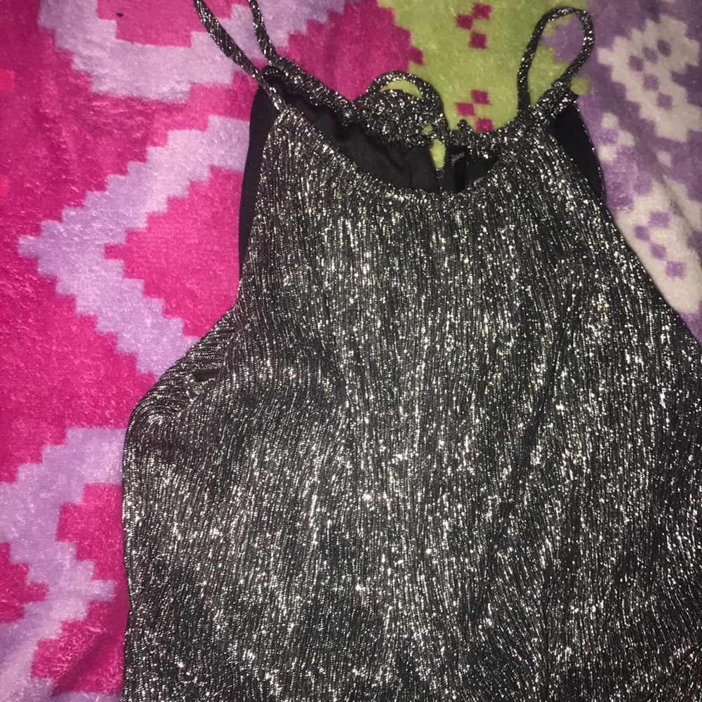 Silver / black dress knee high